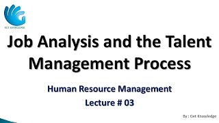 Job Analysis and the Talent Management Process Lecture 03  HR Management [upl. by Aksehcnarf]