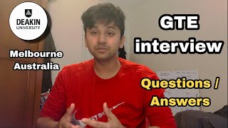 GTE interview Deakin University Melbourne Australia  AMAN DAS [upl. by Yankee]