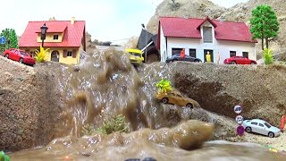 Tsunami And Flash Flood Hit Town Model  Diorama Dam Breach [upl. by Deborath65]