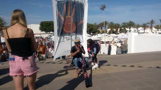 Street musician performing on Teguise Market Lanzarote Canary Island [upl. by Gwenora]