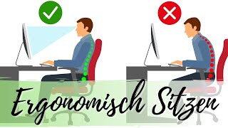 Ergonomisches Sitzen am Arbeitsplatz Ergonomie  Richtig sitzen im Büro  Homeoffice [upl. by Leibarg]