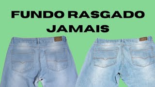 COMO CONSERTAR FUNDO DE CALÇA JEANS RASGADO [upl. by Ainod]