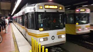 HD LA Metro Blue amp Expo Line Nippon Sharyo P2020s at 7th Street Metro Center [upl. by Stalker]