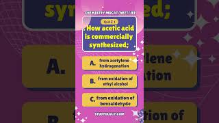 How acetic acid is commercially synthesized mdcat2024 mdcatmcq chemistry [upl. by Eedya]