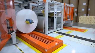 Harmax Segmented belt delivers rolls to Martin Automatic Splicer [upl. by Irtimid43]