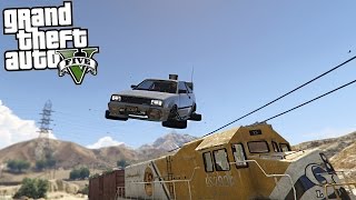 GTA 5 Mods  DELOREAN vs THE TRAIN [upl. by Sillsby]