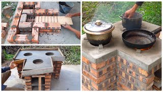 Building 3 in 1 Firewood Stove Saving Woods From Cement and Bricks  DIY Cement Project [upl. by Rosalynd]