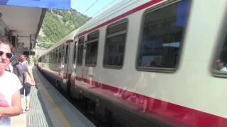 Corniglia HDTrenitalia Frecciabianca E414 no414117Frecciabianca stock passes Corniglia [upl. by Debra]