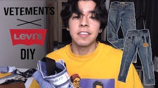 VETEMENTS X LEVIS RECONSTRUCTED DENIM DIY HOW TO EASILY TAPER YOUR PANTS [upl. by Piderit]