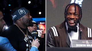 DEONTAY WILDER CANT HELP BUT LAUGH AS DEREK CHISORA ABUSES JOSEPH PARKER AT PRESS CONFERENCE [upl. by Sladen]