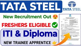 TATA Steel Jamshedpur ITI amp Diploma New Trainee Apprentice Recruitment 2024  Tata Steel ITI Jobs [upl. by Irrehs]