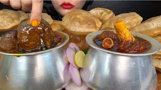 ASMR EATING HANDI MUTTON CURRYHANDI LIVER CURRYPURI FOOD VIDEOS [upl. by Vogele]