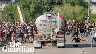 Truck drives into protesters on Minneapolis highway [upl. by Ydak199]