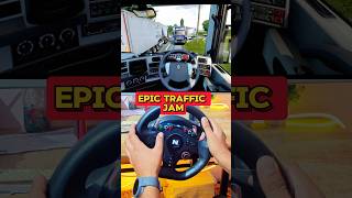 Epic traffic jam in Euro truck simulator 2 steering wheel gameplay shorts [upl. by Ajoop]