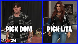 WWE 2K24 Choosing Dom vs Choosing Lita In Undisputed MyRise Both Paths [upl. by Noraha884]