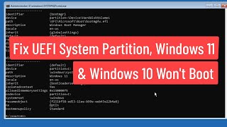 Fix UEFI System Partition Windows 11 amp Windows 10 Wont Boot [upl. by Waller]