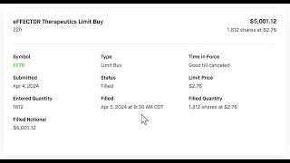 eFFECTOR Therapeutics stock purchase on April 5 2024 [upl. by Encratia]