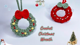 Crochet Christmas Wreath 🎉  Crochet Wreath Ornaments  Móc Vòng Nguyệt Quế Giáng Sinh [upl. by Oneg236]