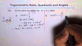 Solve Trigonometric Equation With Special Triangles Q8 [upl. by Etnod738]