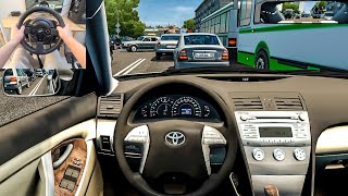 City Car Driving  Toyota Camry XV40  Traffic jam Steering Wheel Gameplay [upl. by Hanikas]