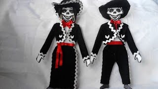 como vestir esqueleto de papel o calavera MARIACHI con moldes [upl. by Enyalaj]