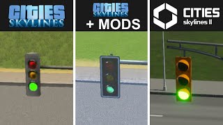 Traffic Light Phasing in Cities Skylines 2 vs Cities Skylines 1 plus mods [upl. by Laumas96]