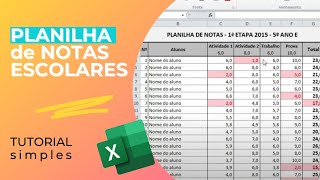 Como fazer PLANILHA de NOTAS ESCOLARES tutorial simples [upl. by Gennifer158]