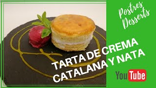 Como hacer una Tarta de cumpleaños de crema catalana y nataHow to make a birthday of Catalan cream [upl. by Nallac343]