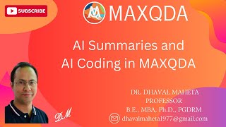 6 AI Summaries and AI Coding in MAXQDA  Dr Dhaval Maheta [upl. by Moran]