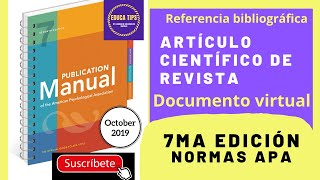 ◀️🥇🔴TUTORIAL  NORMAS APA 7MA EDICIÓN ARTÍCULO CIENTÍFICO DE REVISTA DOCUMENTO VIRTUAL 2020 🔴🌟🌟🌟 [upl. by Llezo943]