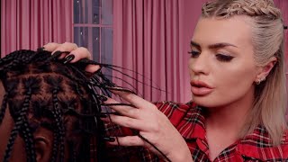 ASMR playing with your box braids amp oiling your itchy scalp 💜 hair play roleplay [upl. by Eniala531]