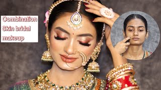 Combination skin bridal makeup tutorial step by step✅ Using affordable products [upl. by Piggy169]