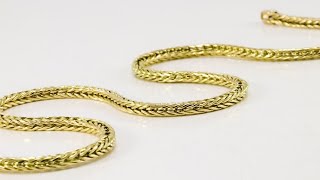 18k Yellow Gold Solid Foxtail Link Necklace  dynamisjewelrycom [upl. by Yelyak539]