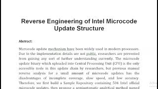 Reverse Engineering of Intel Microcode Update Structure [upl. by Nipahc469]