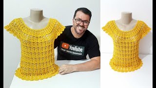 Blusa de Crochê CIGANINHA ANNE BRILHO Por Neddy Ghusmam [upl. by Odlo]