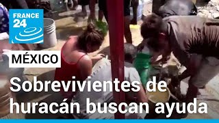 México sobrevivientes de huracán Otis en Acapulco buscan con urgencia agua potable y refugio [upl. by Hsaniva]