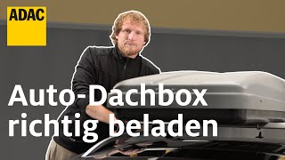 Dachbox richtig montieren und beladen Tipps für Autoreisen mit Dachträger  ADAC [upl. by Yentirb]