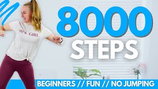 8000 steps at home  Beginner Friendly NO jumping Walking Workout modifications [upl. by Psyche]