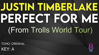 Justin Timberlake  Perfect For Me From Trolls World Tour  Karaoke Instrumental [upl. by Moll822]