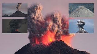 Colima Volcano  Daytime and Nighttime eruptions overflight of crater [upl. by Occor]