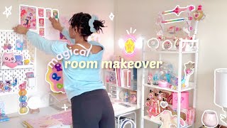 Extreme room makeover 🌷 magical girl aesthetic🌟  new bed  desk diys amp pastel pinterest vibes 🪺 [upl. by Larrej225]