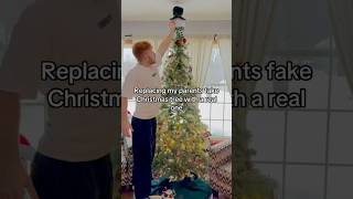 Replacing My Parents Christmas Tree With A Real One [upl. by Jilleen328]