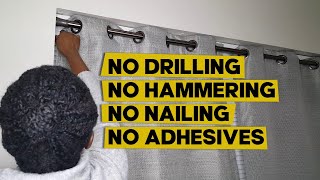 HOW TO INSTALL TEMPORARY  CURTAIN RODS without DRILLING HAMMERING NAILING OR USING ADHESIVES [upl. by Vladamir]