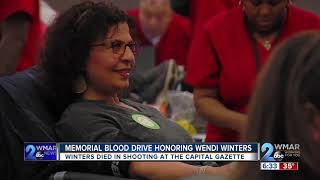 Memorial Blood Drive Honoring Capital Gazette Reporter Wendi Winters [upl. by Ecnarwal313]