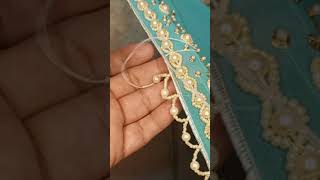 Beads work on dupatta edges trendingshorts art beadwork viralvideo [upl. by Arrol]