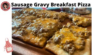 How to make SAUSAGE GRAVY Recipe  BREAKFAST PIZZA [upl. by Elva]