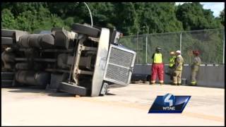 Bridge closes after semi overturns in Duquesne [upl. by Ppilihp]