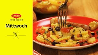 Warmer Kartoffel Zucchinisalat Rezept  MAGGI Mittwoch [upl. by Naihtsirc]