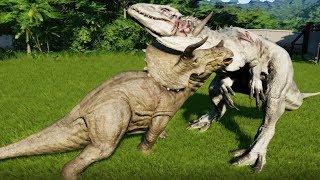 TRICERATOPS MAX Vs IREXTREXSPINOSAURUSALLOSAURUSCARNOTAURUS  Jurassic World Evolution [upl. by Ernesto]