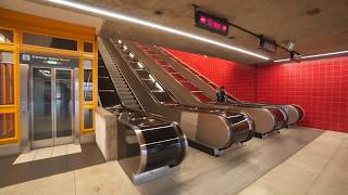 Sweden Stockholm Norsborg Subway station UBahn Metro TBana 4X escalator 5X elevator ride [upl. by Elatia171]